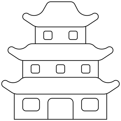 Japanese Castle Emoji Coloring Page